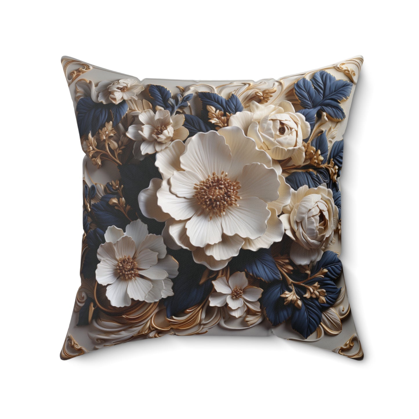 Floral Blossom Faux Suede Square Pillow"