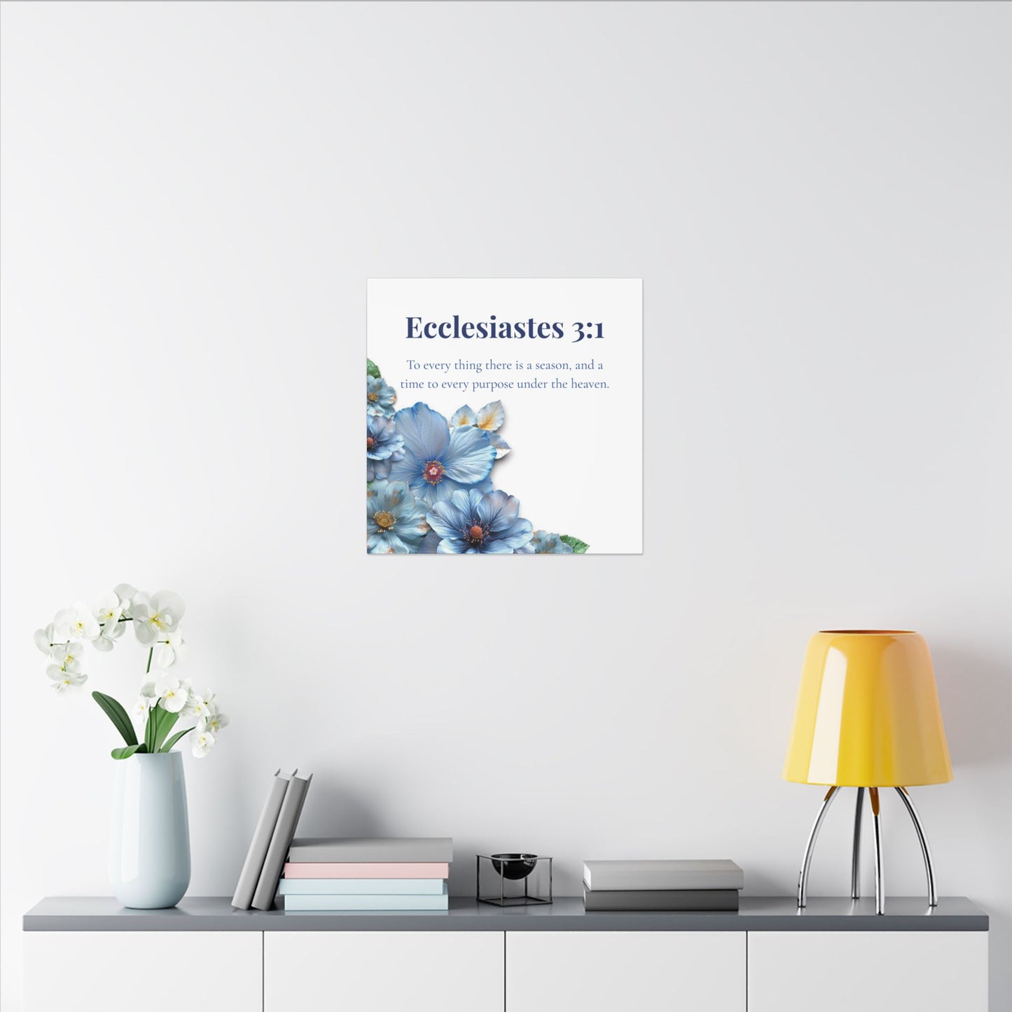 Floral Bible Verse Canvas Print, Inspirational Wall Art, Home Decor, Religious Gift, Motivational Quote Decoration, Stretched Artwork