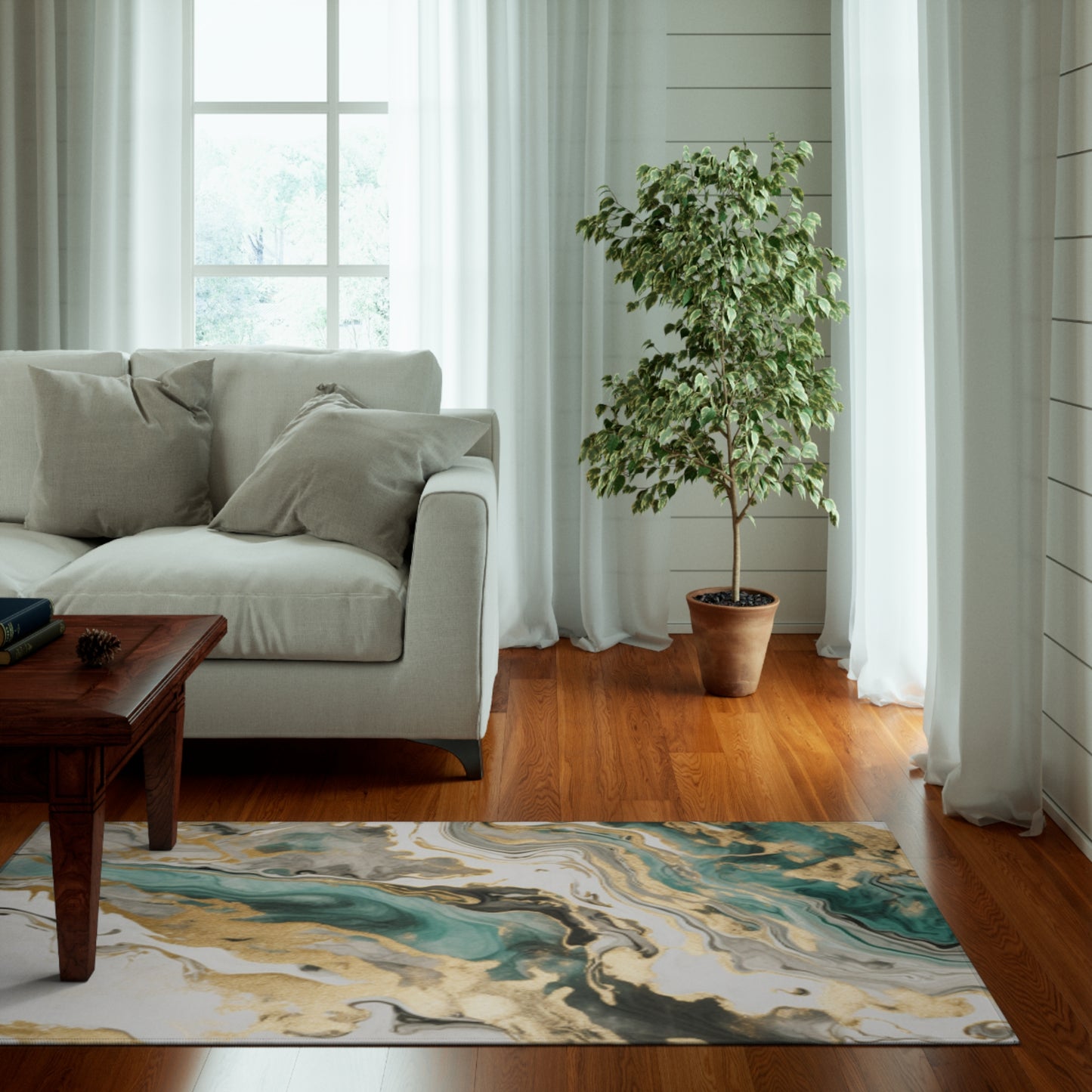 Green Abstract Rug