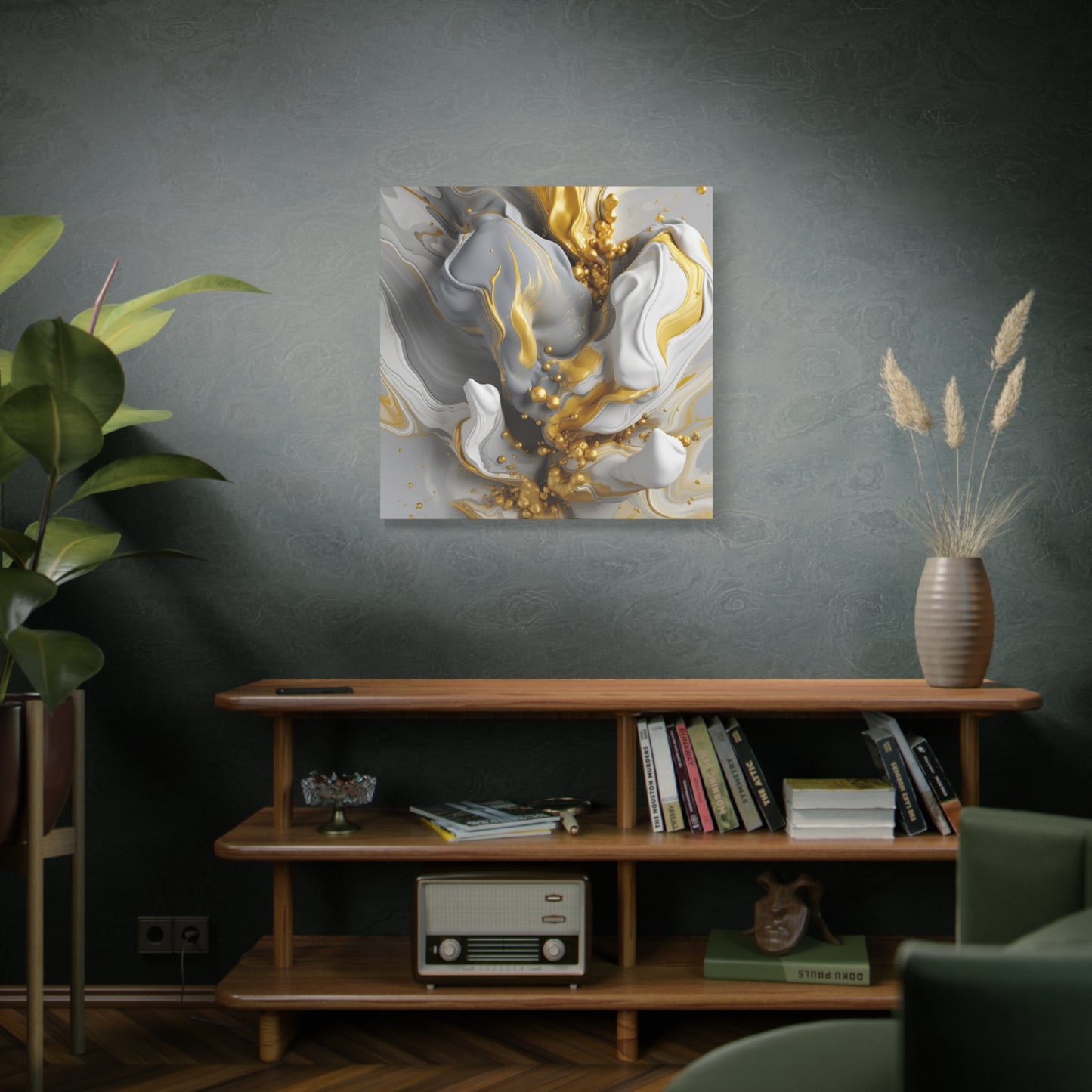 Gold, White, and Gray Liquid Fluid Modern Wall Art- part 2