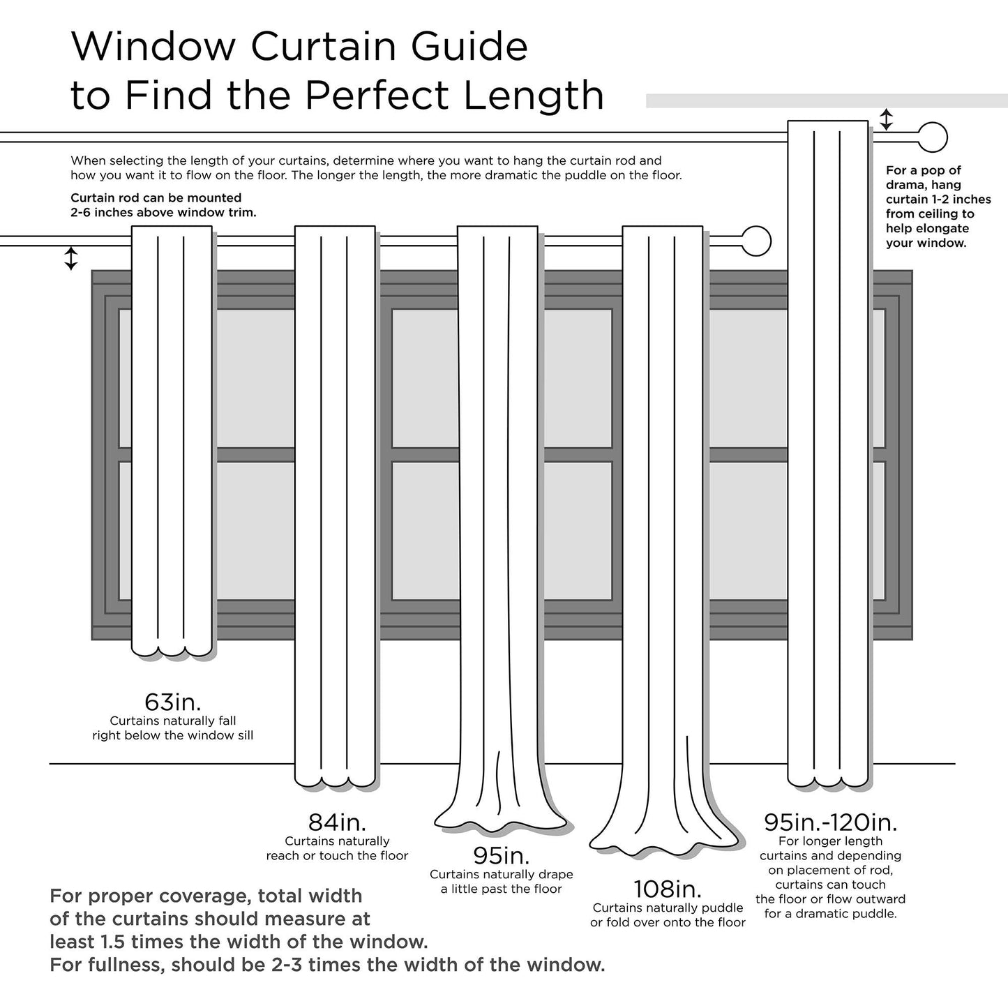 White Semi-Sheer Embroidery Curtain Panel (Single): 52x96"