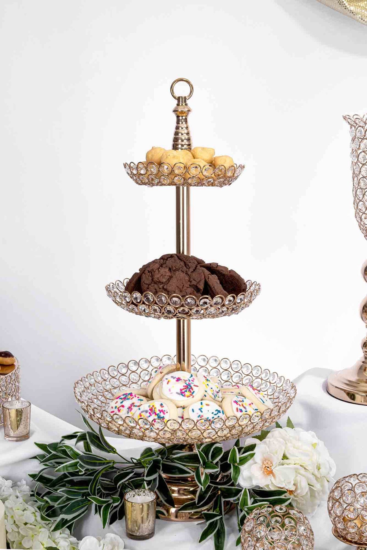 Crystal Treat Stand - 3 Tiers - Gold: Gold