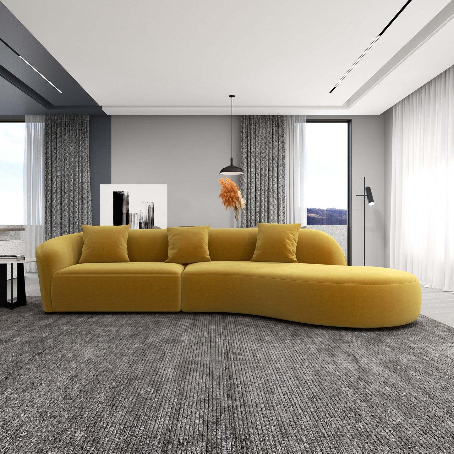 Elijah Japandi Style Curvy Sectional Sofa 126'
