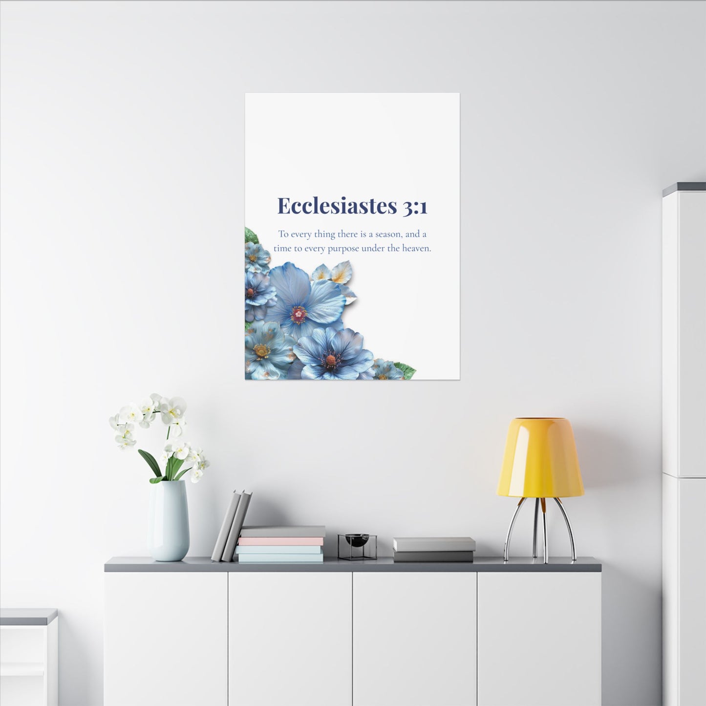 Floral Bible Verse Canvas Print, Inspirational Wall Art, Home Decor, Religious Gift, Motivational Quote Decoration, Stretched Artwork