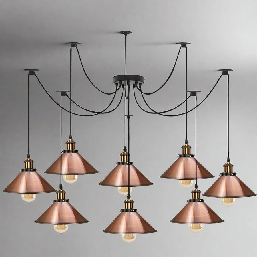 8-Way Spider Light Cone Shade Pendant Light