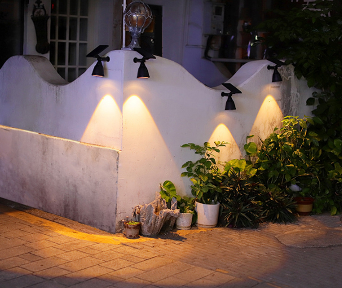 PS2003 (wall. Ground two lights). Outdoor solar energy intelligent light-controlled wall lamp. (Free cable / installation / electricity)