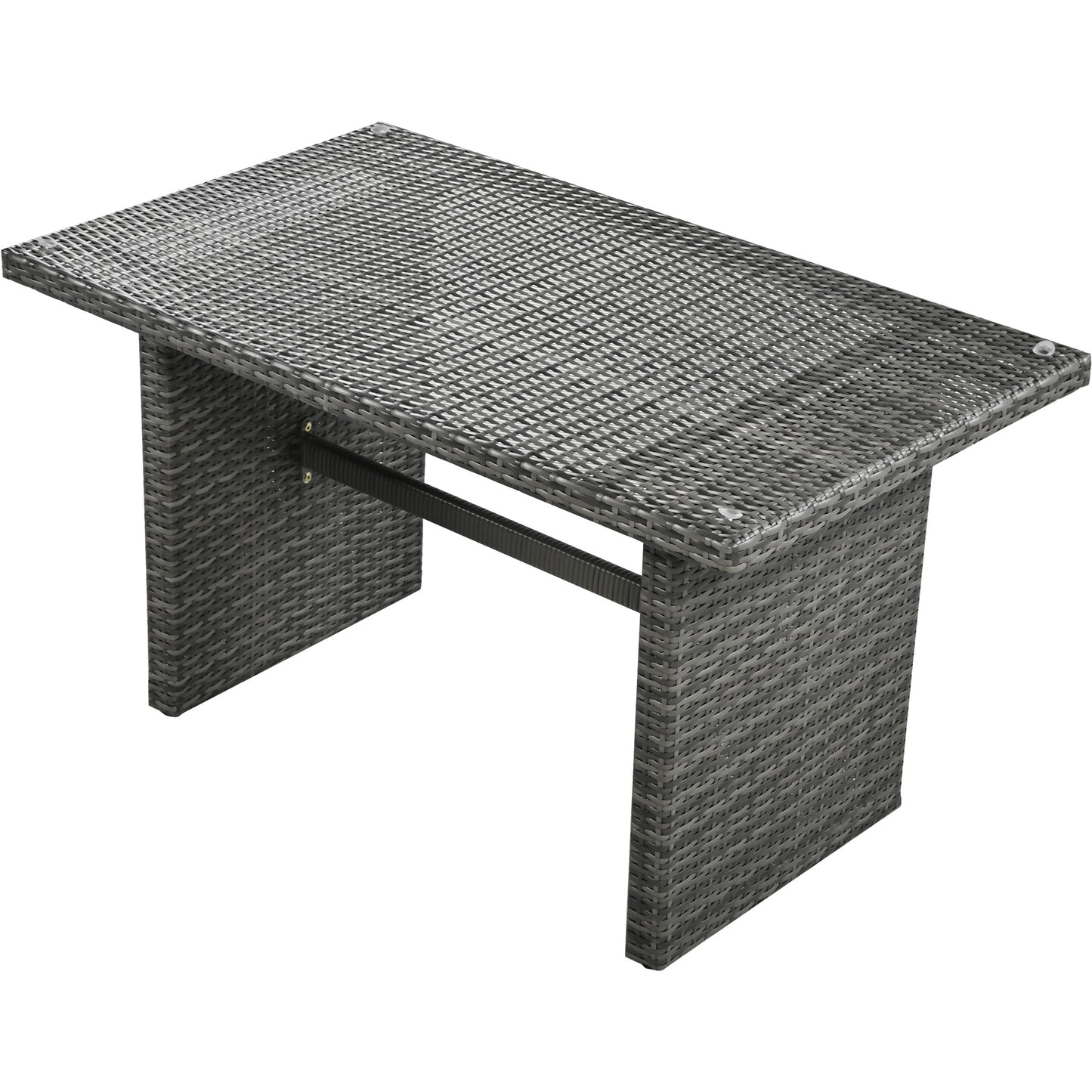 Outdoor 6-Piece All Weather PE Rattan Sofa Set, Garden Patio Wicker Sectional Furniture Set with Adjustable Seat, Storage Box, Removable Covers and Tempered Glass Top Table