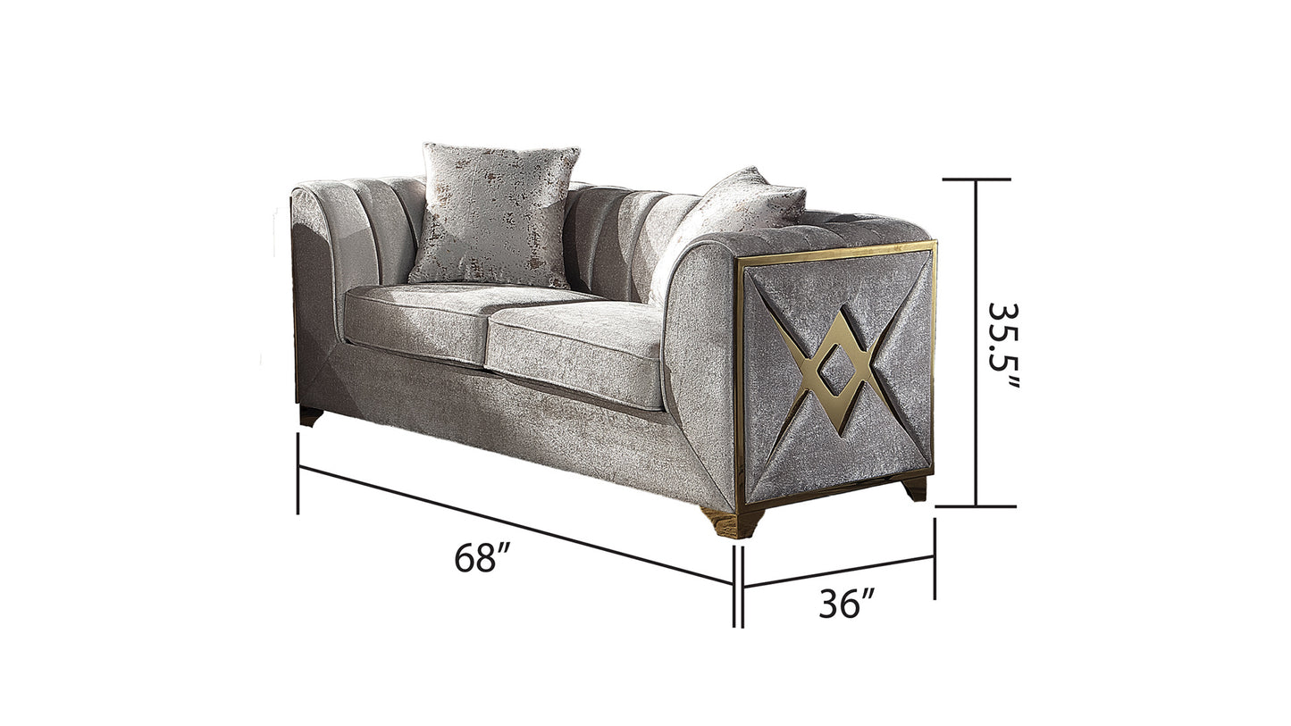 Velencia 2Pc Modern Living Room Set in Cream