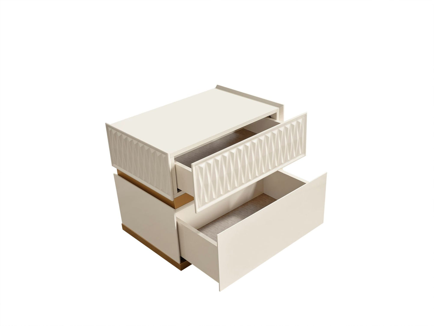 Delfano Modern Style 2-Drawer Night stand Made with Wood in Beige