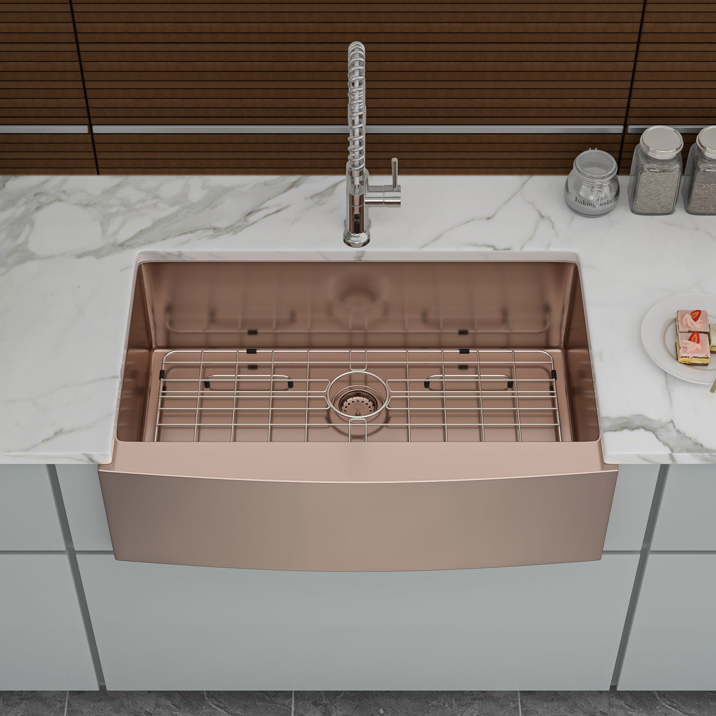 30 Rose Gold Farmhouse Sink - 30 Inch Kitchen Sink Stainless Steel 16 gauge Apron Front Kitchen Sink