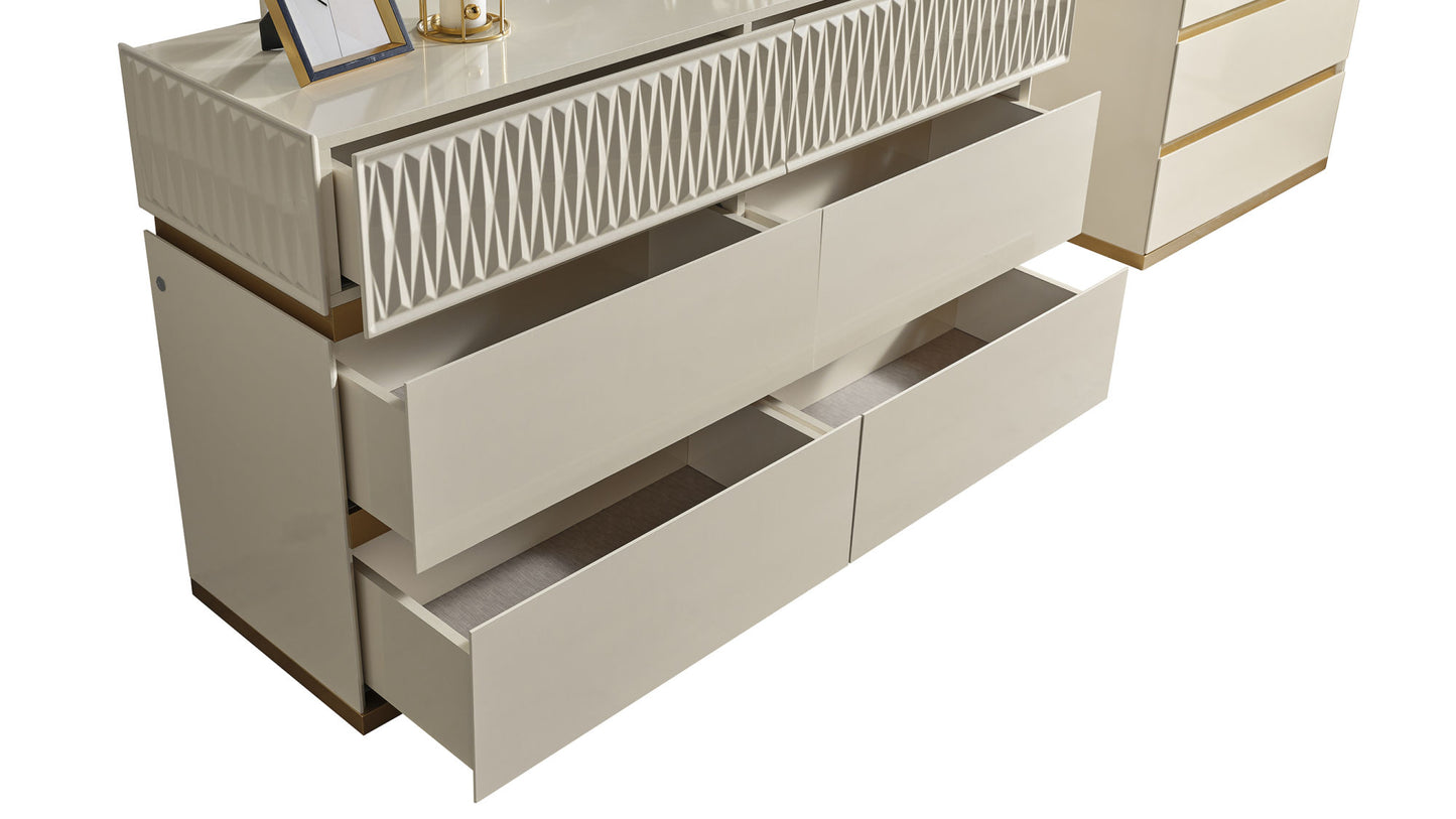 Delfano Modern Style 6- Drawer Dresser Made with Wood in Beige