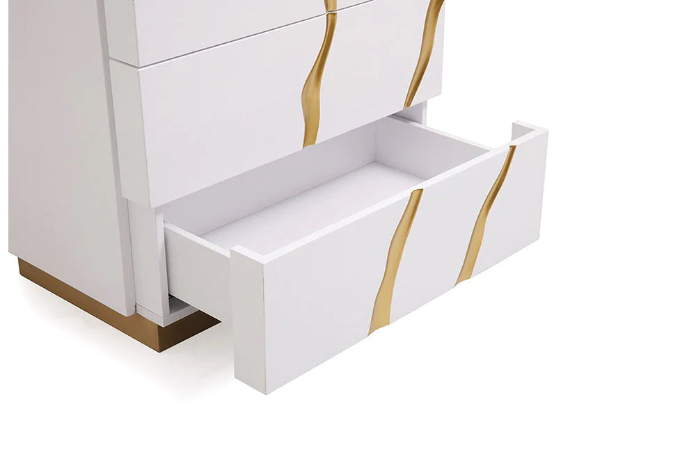 Regal Elegance White and Gold Chest of Drawers