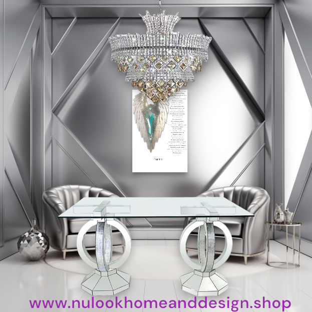 Radiant Elegance: A 32" x 31.2" Gold and Silver Crystal Chandelier