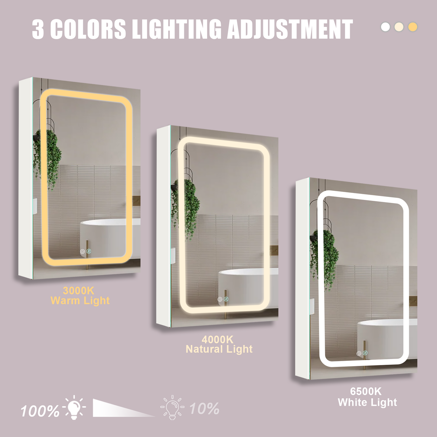 30x20 inch LED Bathroom Medicine Mirror Surface Mounted Unit With Lighted Mirror White Left Open