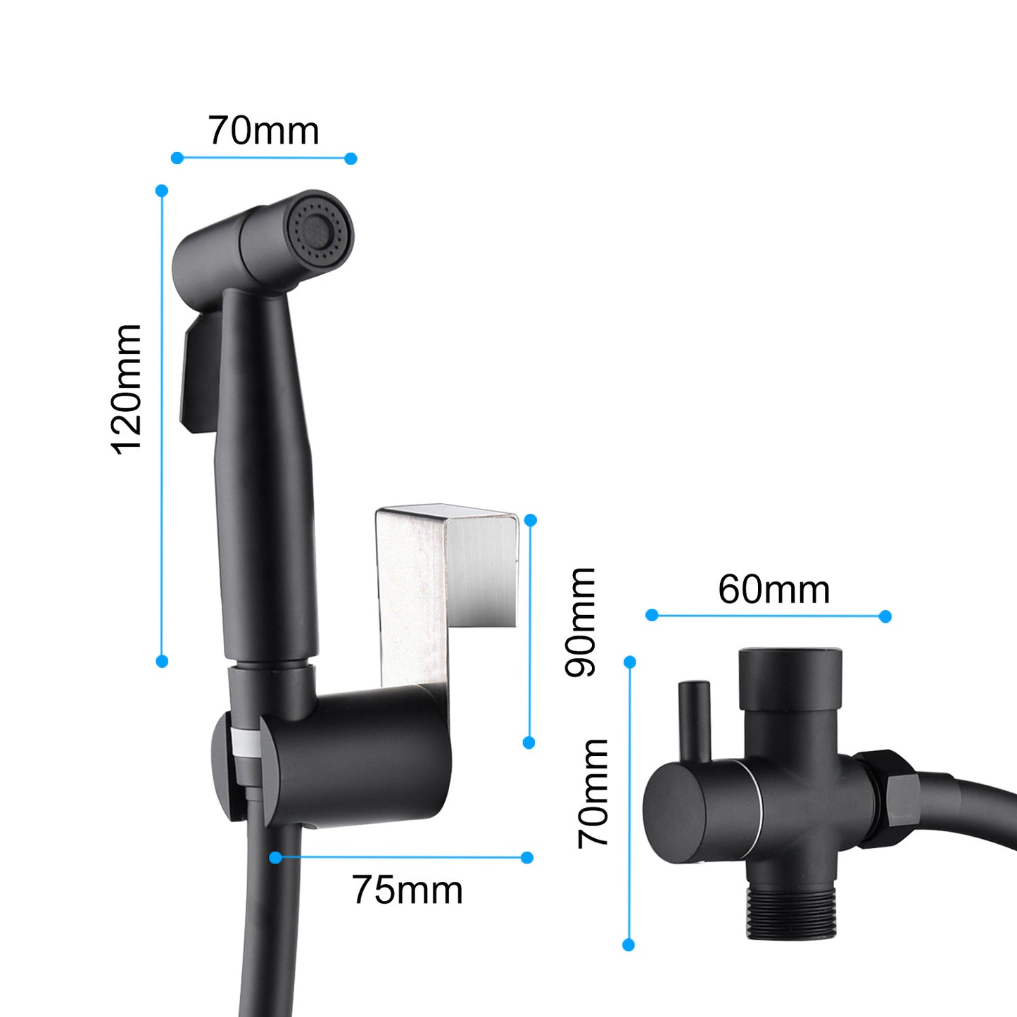 Bidet Sprayer for Toilet, Handheld Cloth Diaper Sprayer, Bathroom Sprayer Kit Spray Attachment with Hose, Stainless Steel Easy Install Great Water Pressure for Bathing Pets, Feminine Hygiene