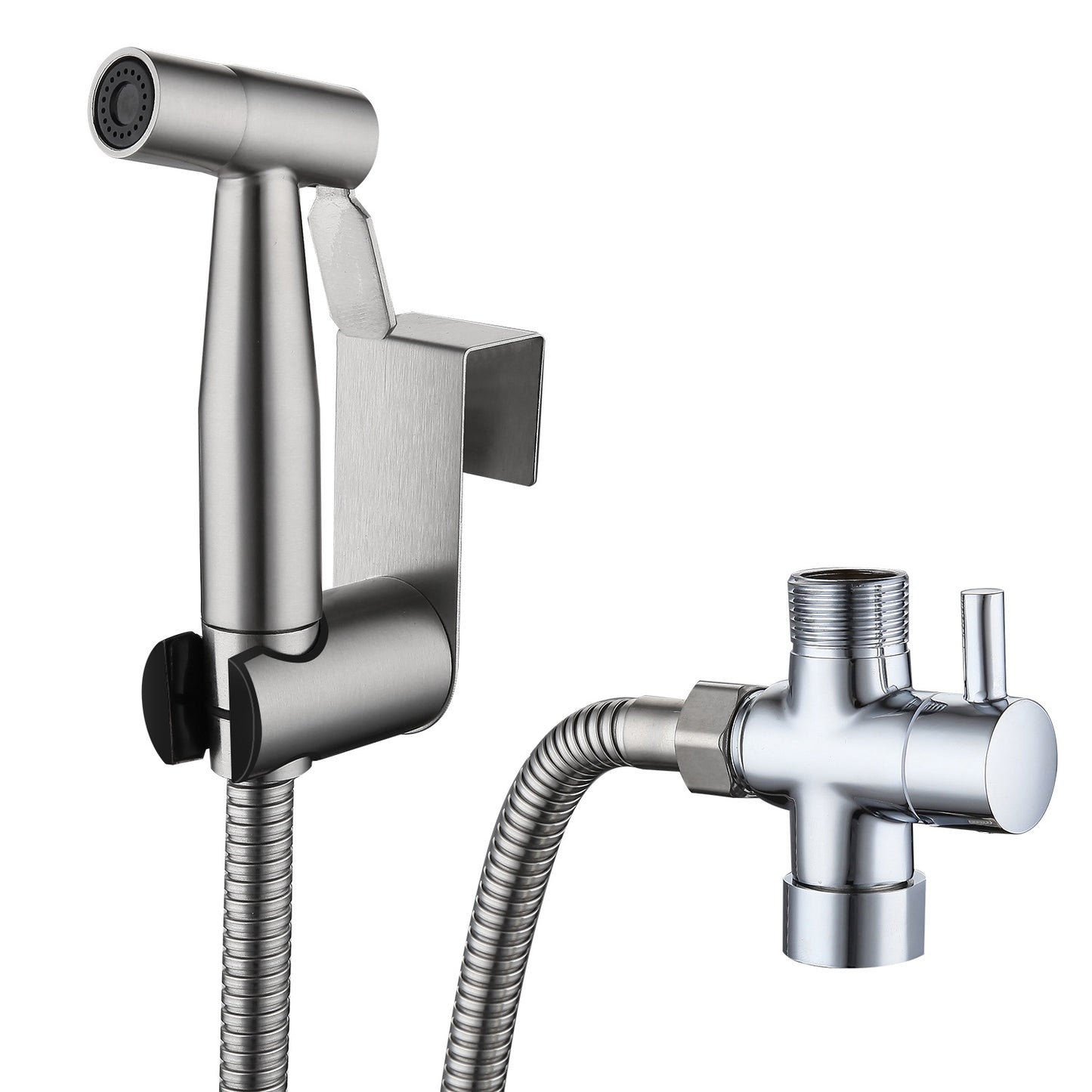Handheld Bidet Sprayer Stainless Steel Bathroom Shower Toilet Bidet Sprayer Baby Cloth Diaper Sprayer Kit with Hose Brass Valve For Personal Hygiene Toilet Clean