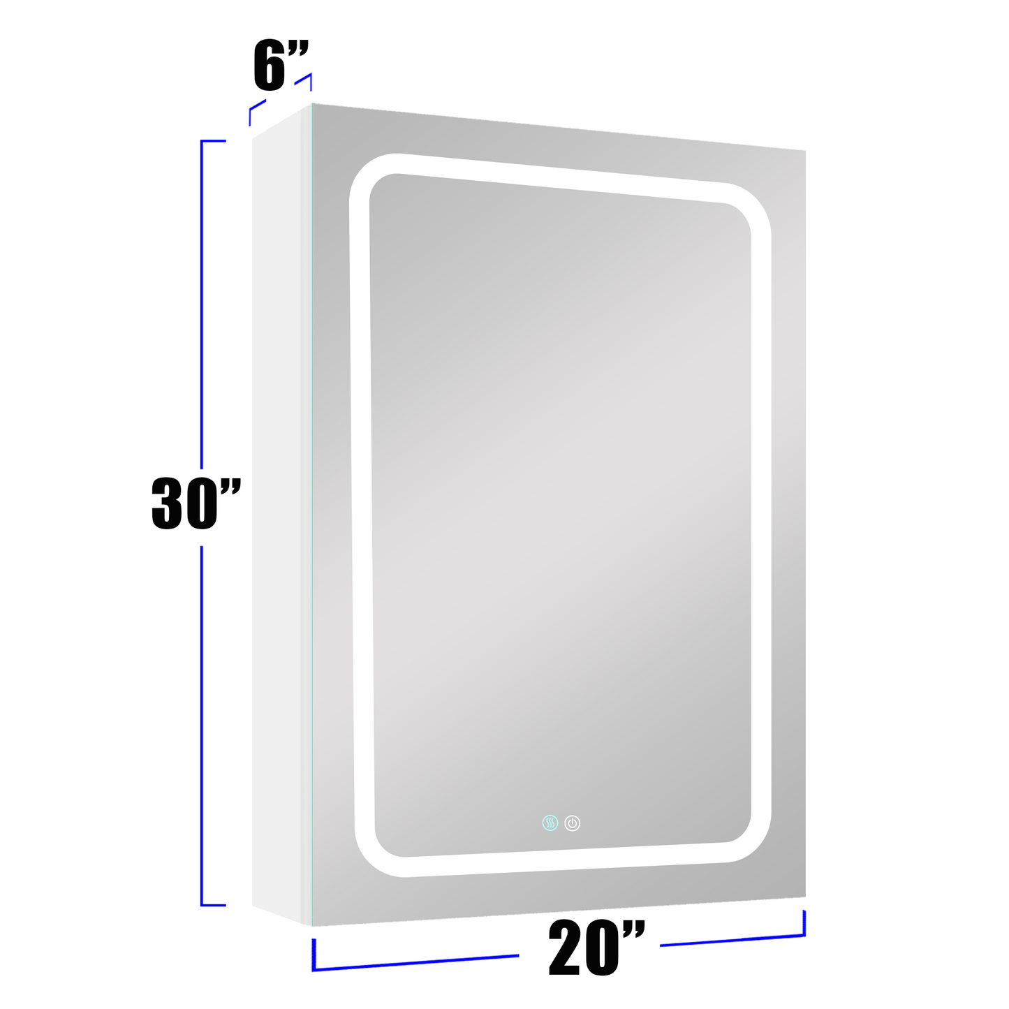 30x20 inch LED Bathroom Medicine Mirror Surface Mounted Unit With Lighted Mirror White Left Open