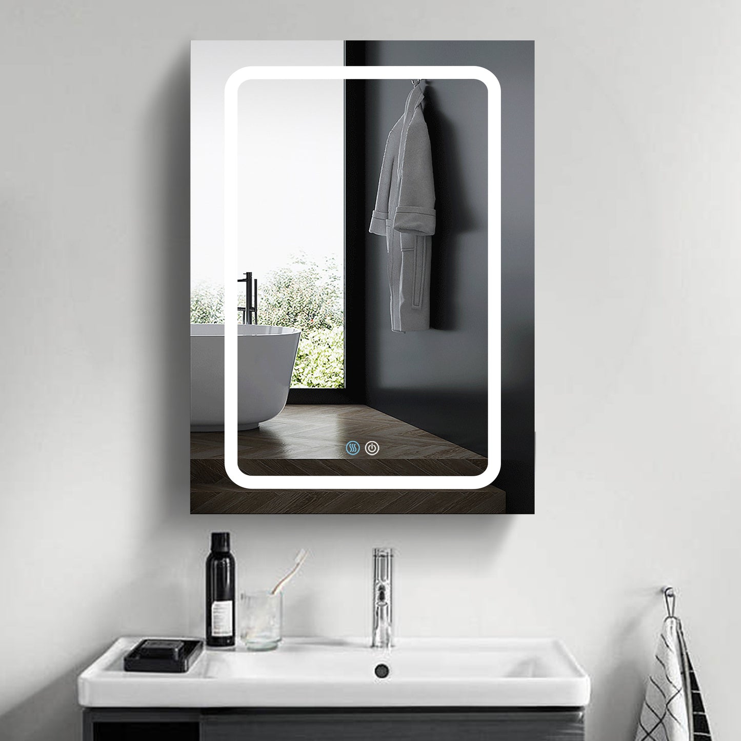 30x20 inch LED Bathroom Medicine Mirror Surface Mounted Unit With Lighted Mirror White Left Open