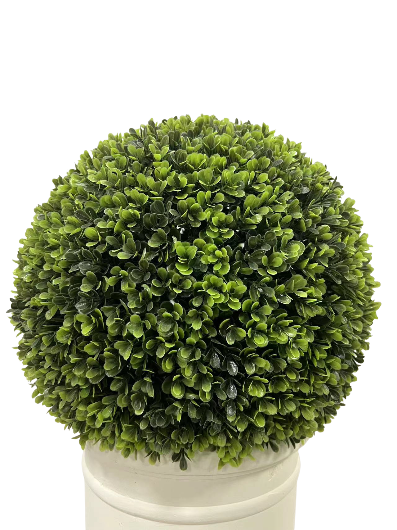 24" Ball Topiary in White Pot, Artificial Faux Plant for indoor and outdoor