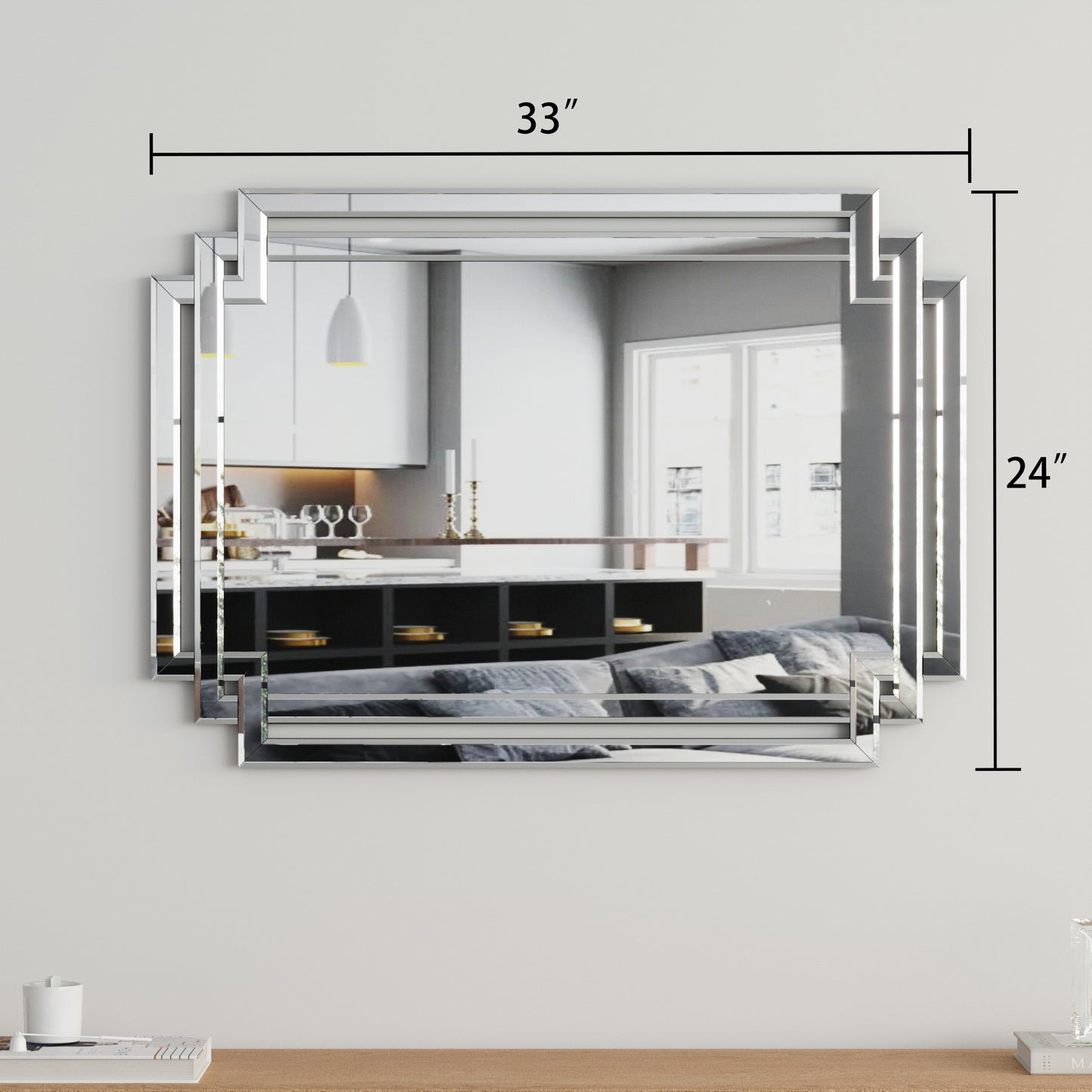 Silver Decorative Rectangular Wall Mirror (clear HD mirror)
