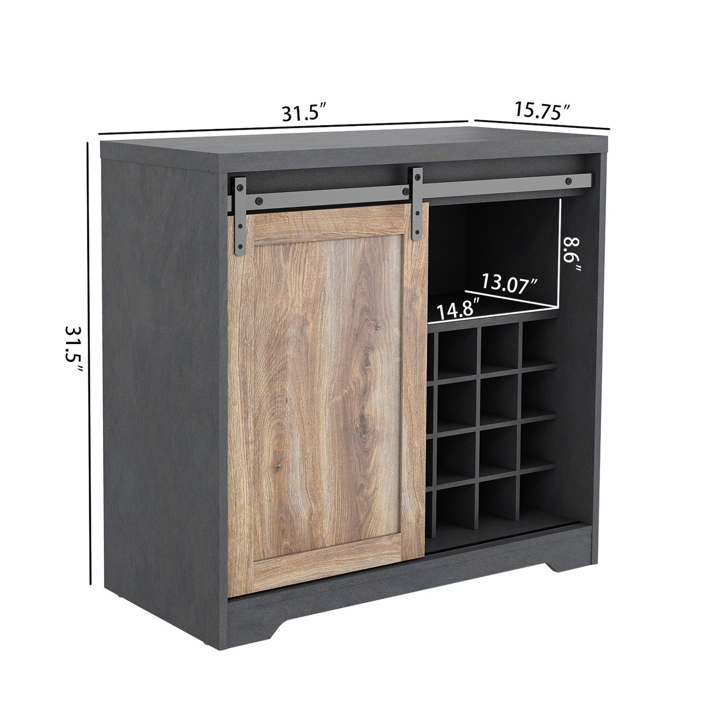 WESOME 31 Inch Farmhouse Barn Door Bar Cabinet.