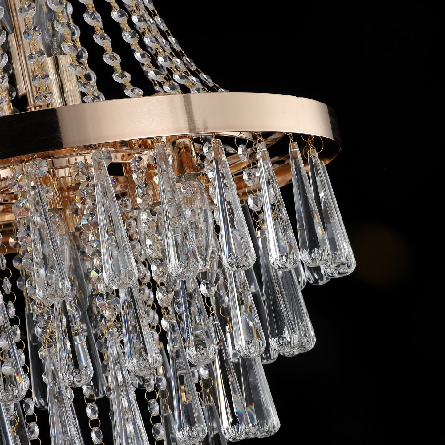 Gold Crystal Chandeliers, Large Contemporary Luxury Ceiling Lighting