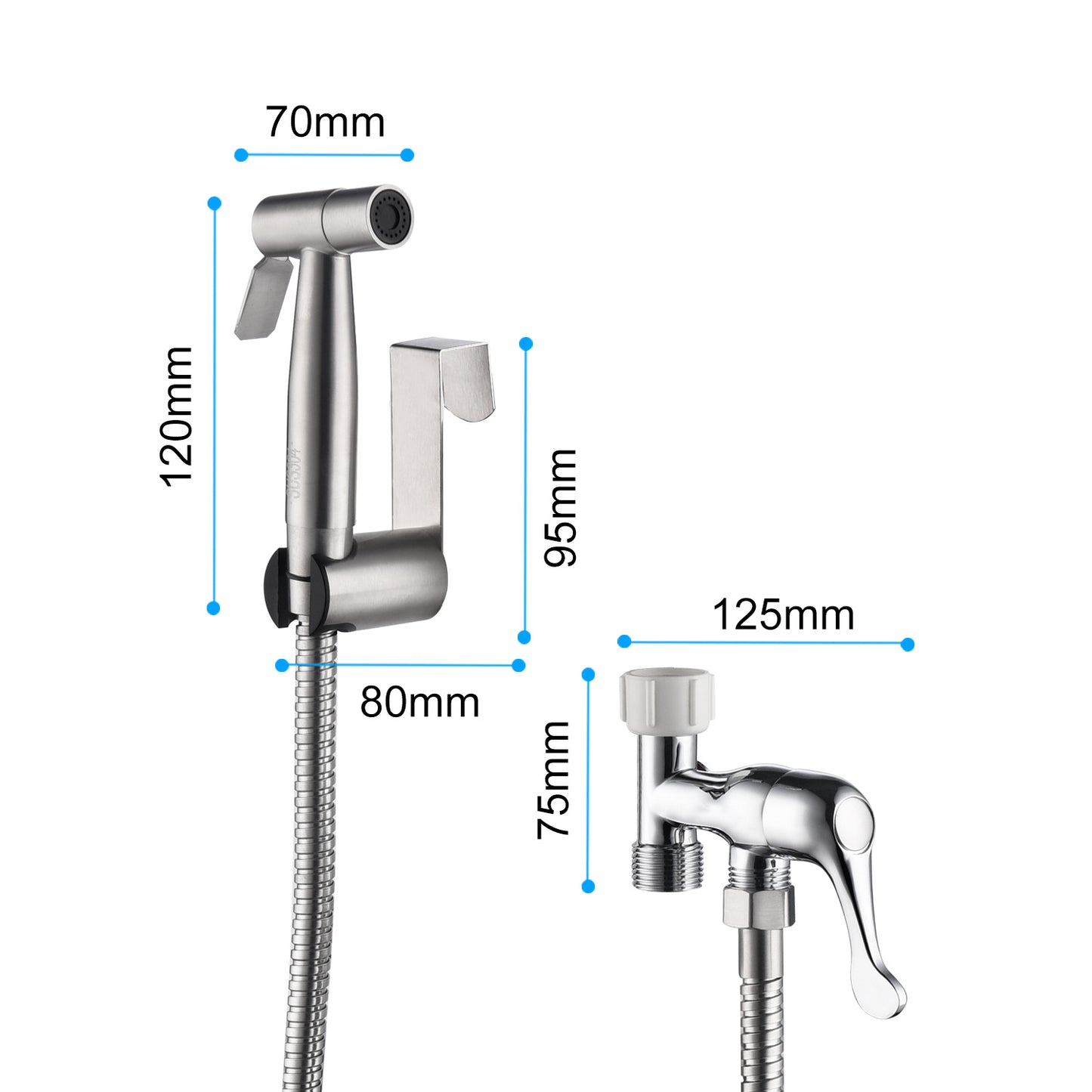 Bidet Sprayer for Toilet, Handheld Cloth Diaper Sprayer, Bathroom Sprayer Kit Spray Attachment with Hose, Stainless Steel Easy Install Great Water Pressure for Bathing Pets, Feminine Hygiene
