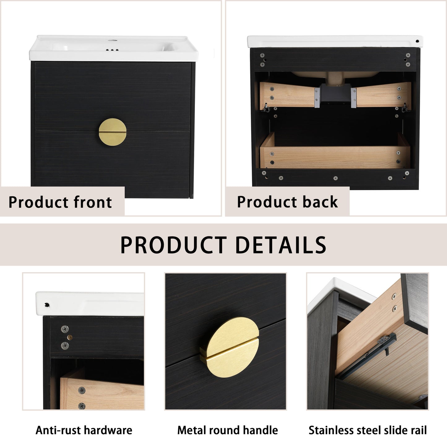 60 Inch Wall-Mounted Bathroom Vanity With Sink, and A Small Storage Shelves (KD-Packing)BVC07660BCT