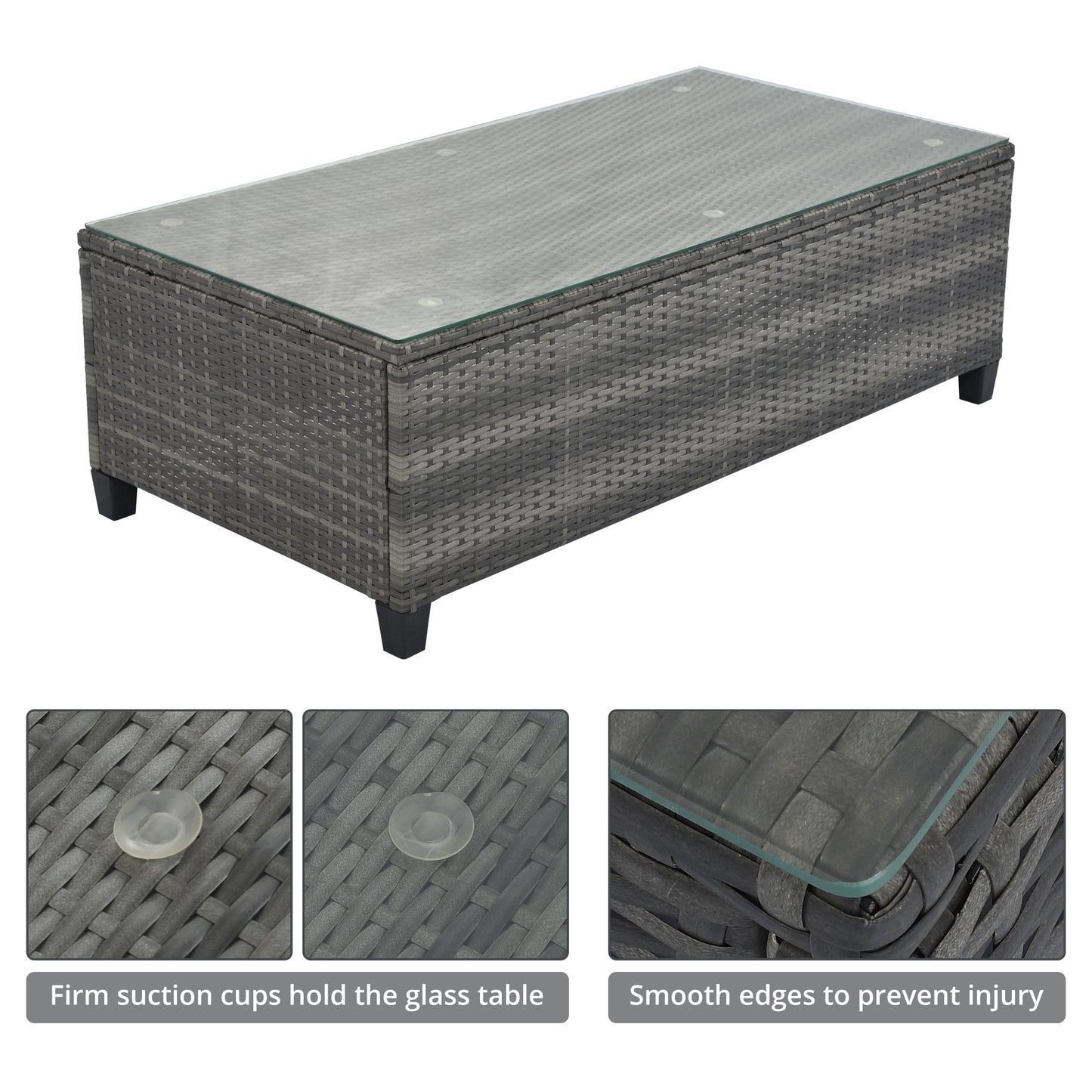 8-pieces Outdoor Set; Half-Moon All Weather; PE Rattan Water-resistant and UV Protected