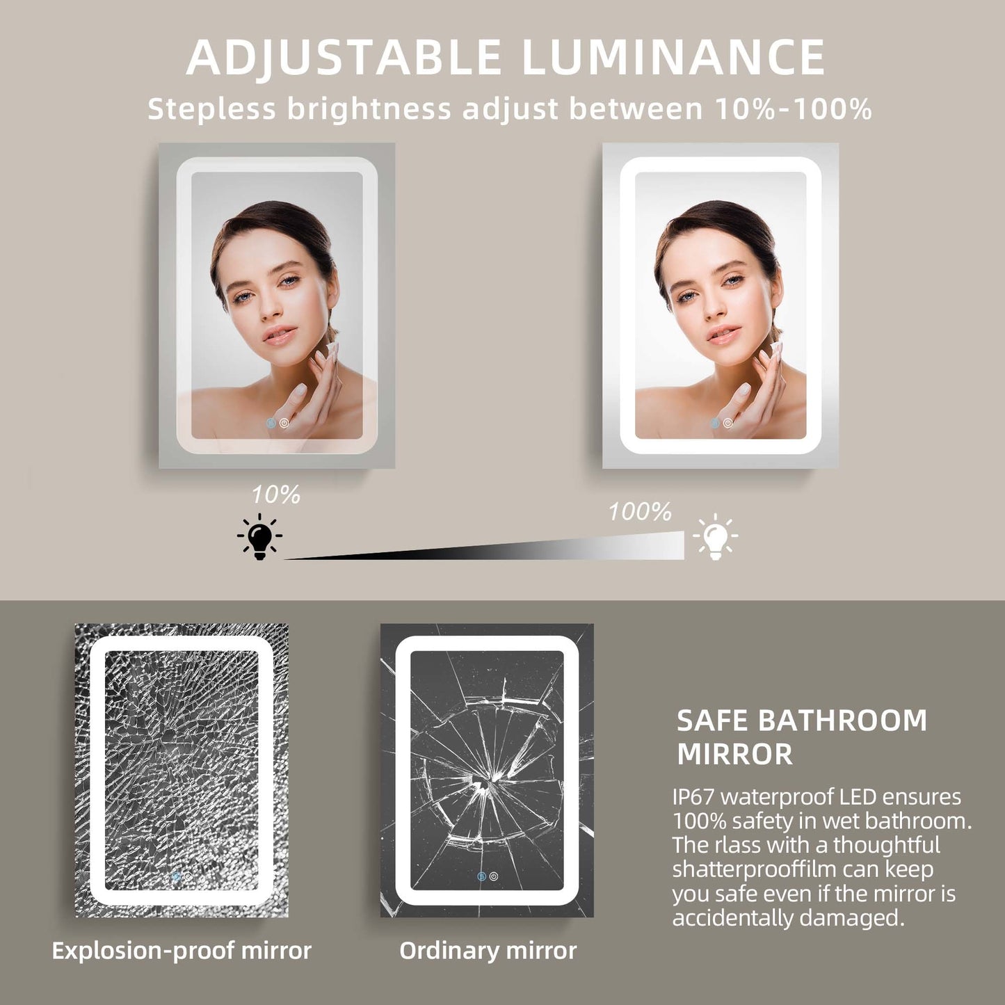 30x20 inch LED Bathroom Medicine Mirror Surface Mounted Unit With Lighted Mirror White Left Open
