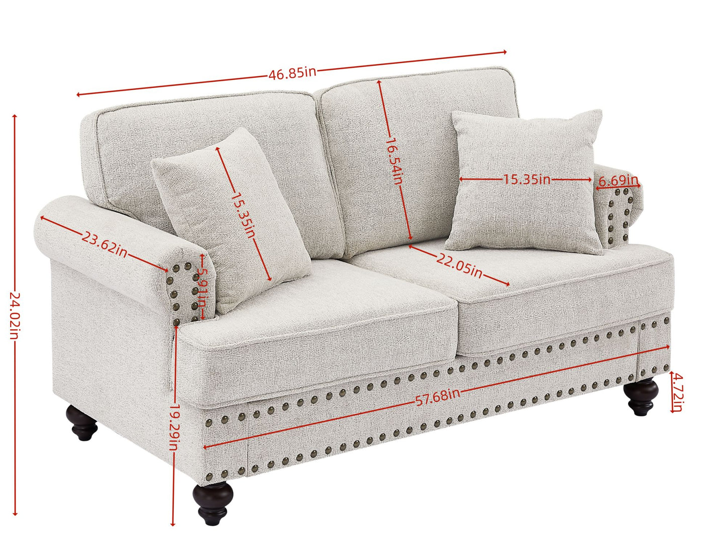 Living Room Furniture, Modern 3-Piece Including Three-Seater, Loveseat and Single Chair,Chenille modern Upholstered Sofa Set, White