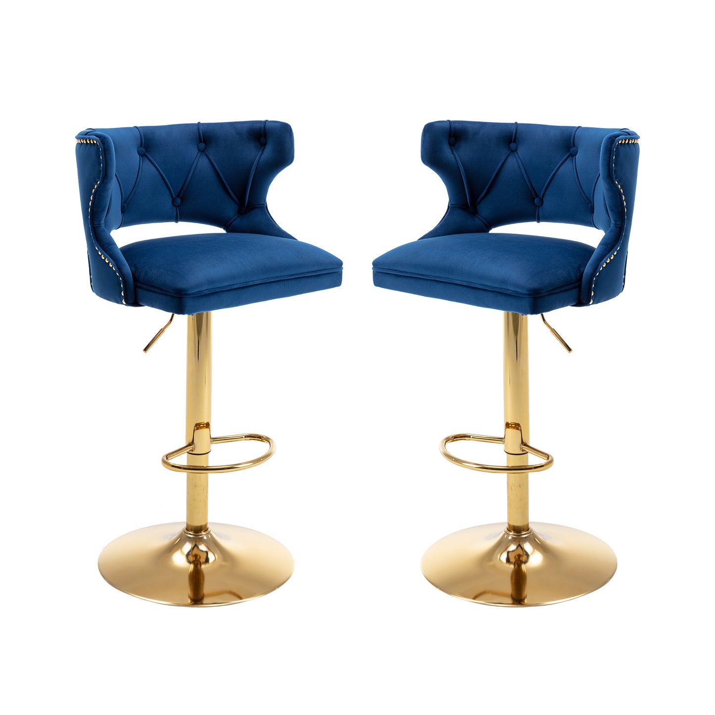 Blue and Gold Bar Stools; 2PCS/SET