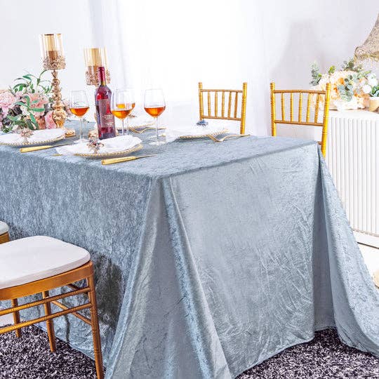 Ice Crushed Velvet Square Tablecloth 85x85 Inch: Blush Pink/Rose Gold / 90"x132"