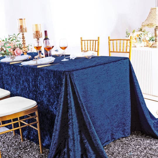 Ice Crushed Velvet Square Tablecloth 85x85 Inch: Blush Pink/Rose Gold / 90"x132"