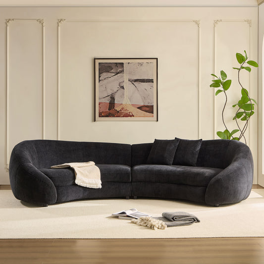125.98' Modern Curved Sofa with Elegant Love Heart Design for Living Room Black