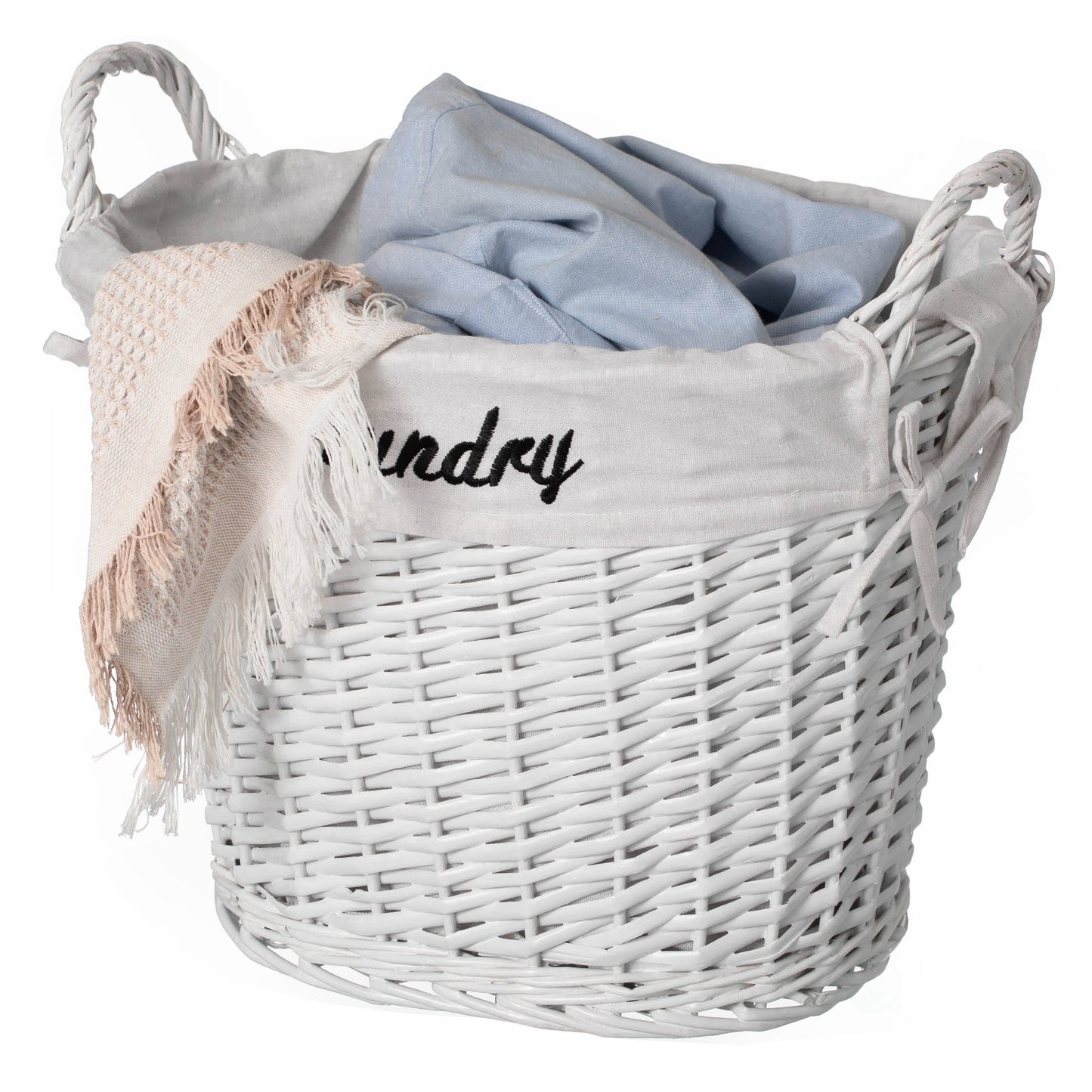 Wickerwise Handwoven Laundry Basket with Liner & Handles: Black
