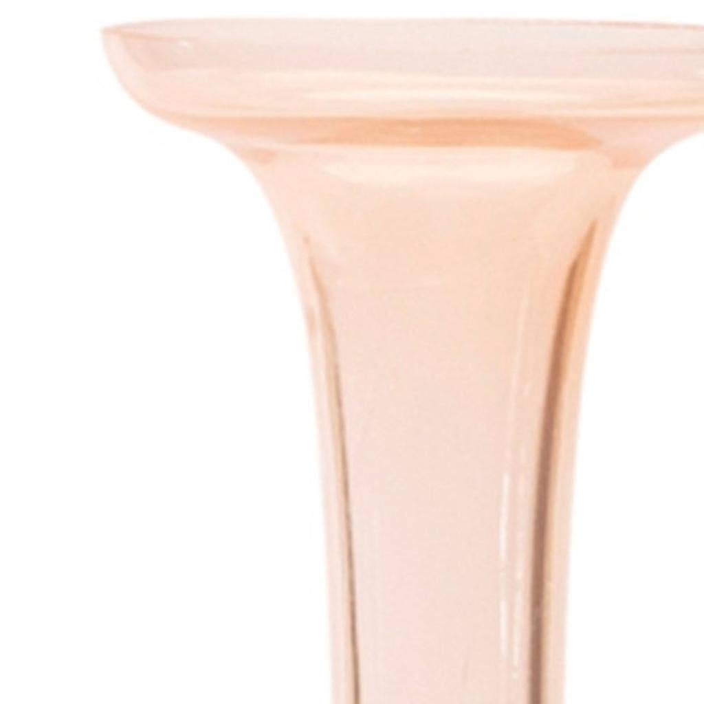 Set of Two 11" Pink Glass Trumpet Table Vases