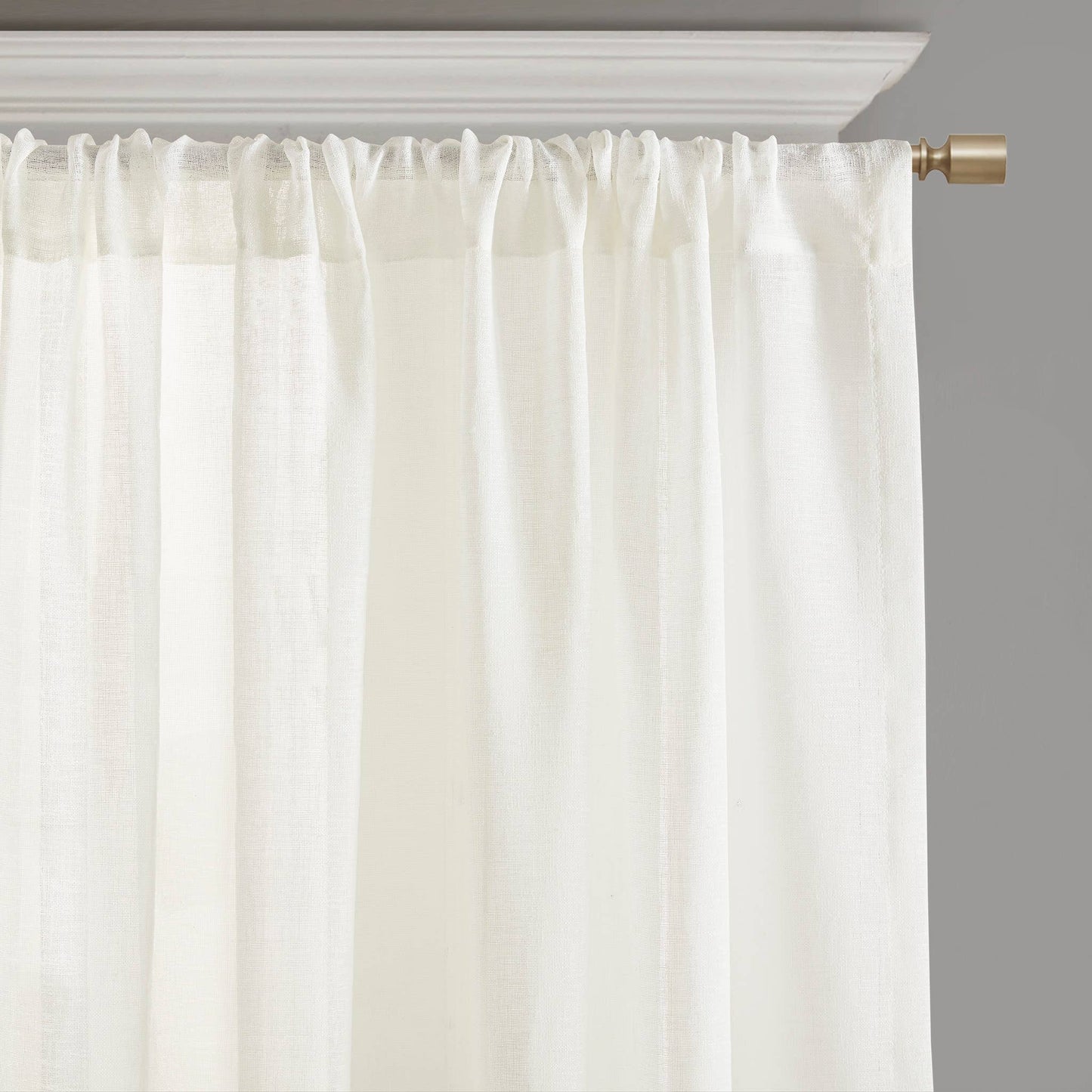 White Semi-Sheer Embroidery Curtain Panel (Single): 52x96"