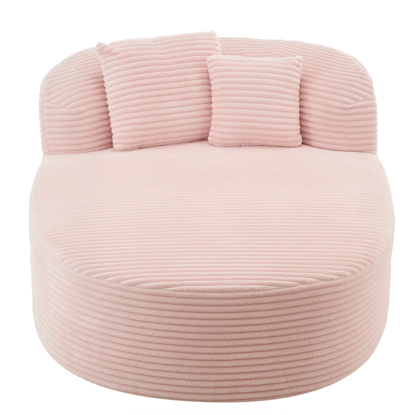 Modern Chaise Lounge Sofa Boneless Couch 51.6' Sofa Bed with Two Supportive Pillows, Pink Corduroy