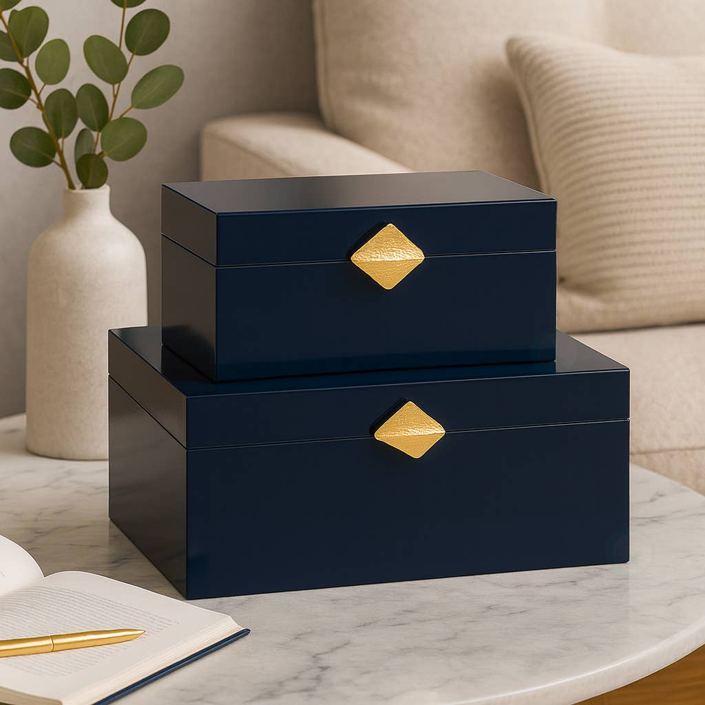 Vintiquewise Set of 2 Decorative Wooden Storage Boxes: White