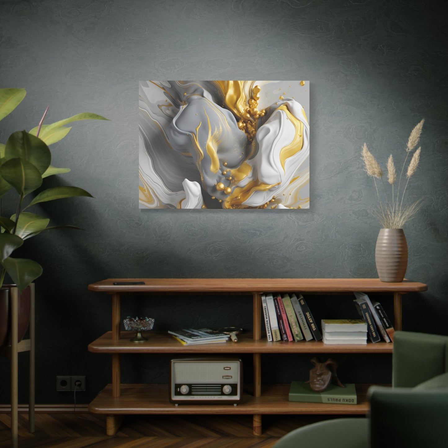 Gold, White, and Gray Liquid Fluid Modern Wall Art- part 2