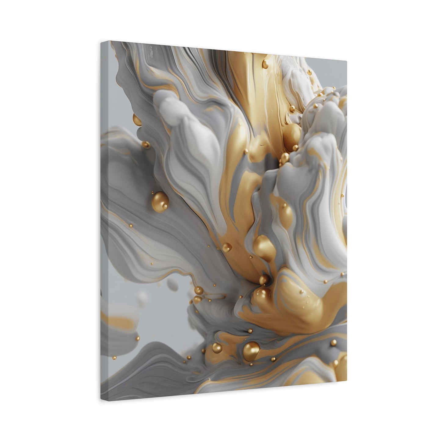 Gold, White, and Gray Liquid Fluid Modern Wall Art - part 2