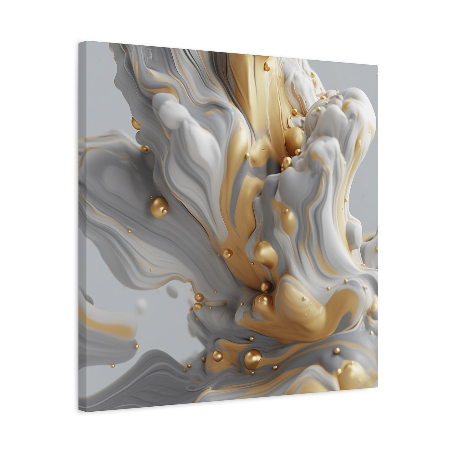 Gold, White, and Gray Liquid Fluid Modern Wall Art - part 2