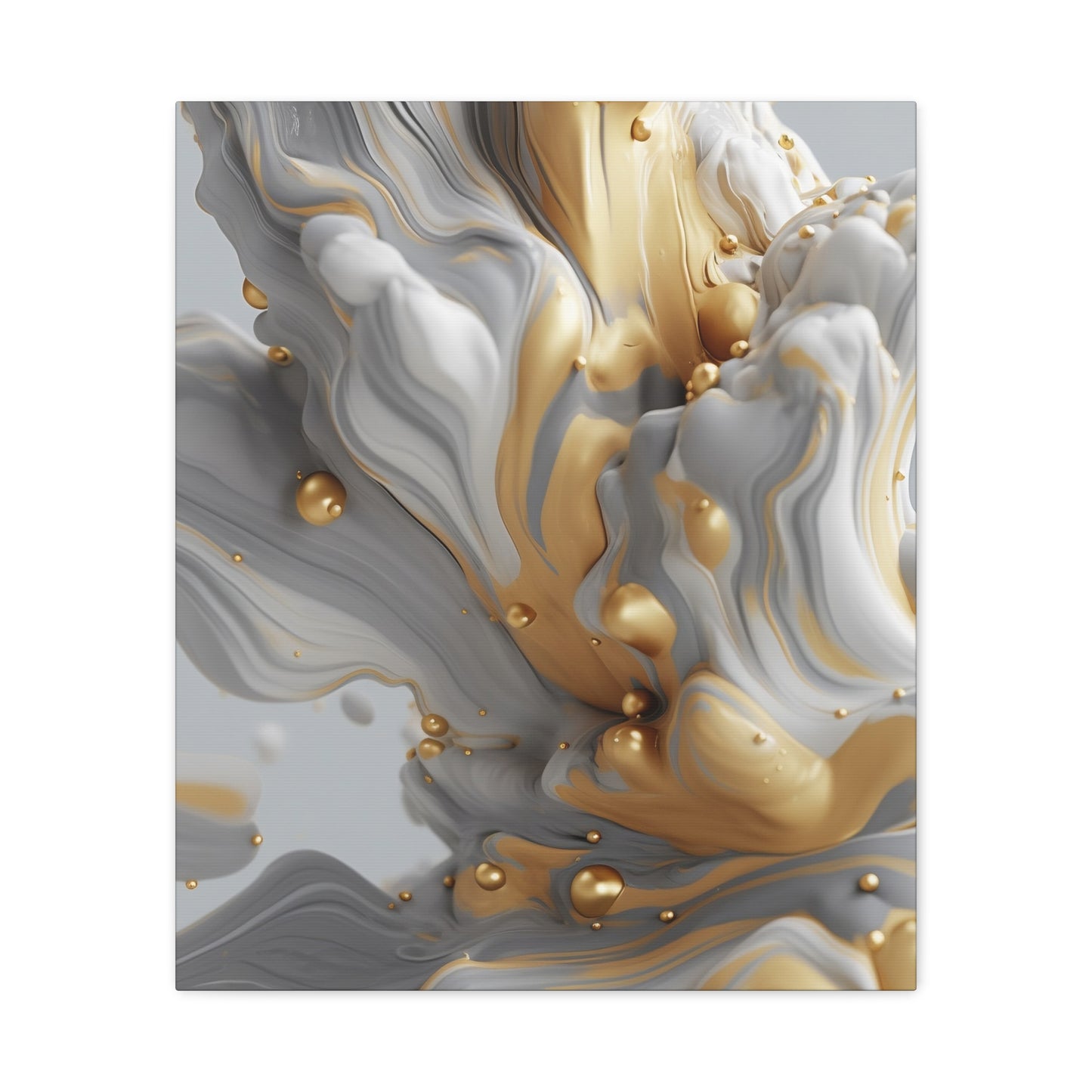 Gold, White, and Gray Liquid Fluid Modern Wall Art - part 2