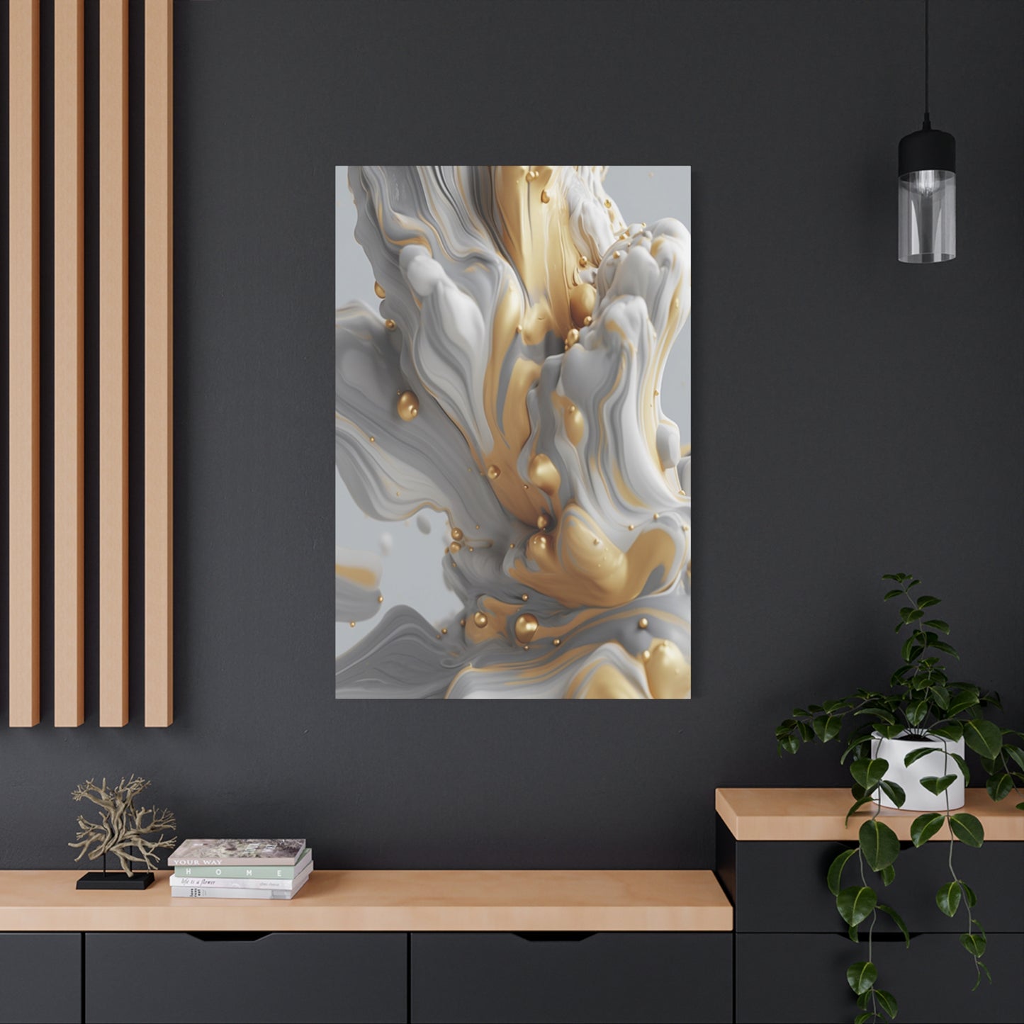 Gold, White, and Gray Liquid Fluid Modern Wall Art - part 2