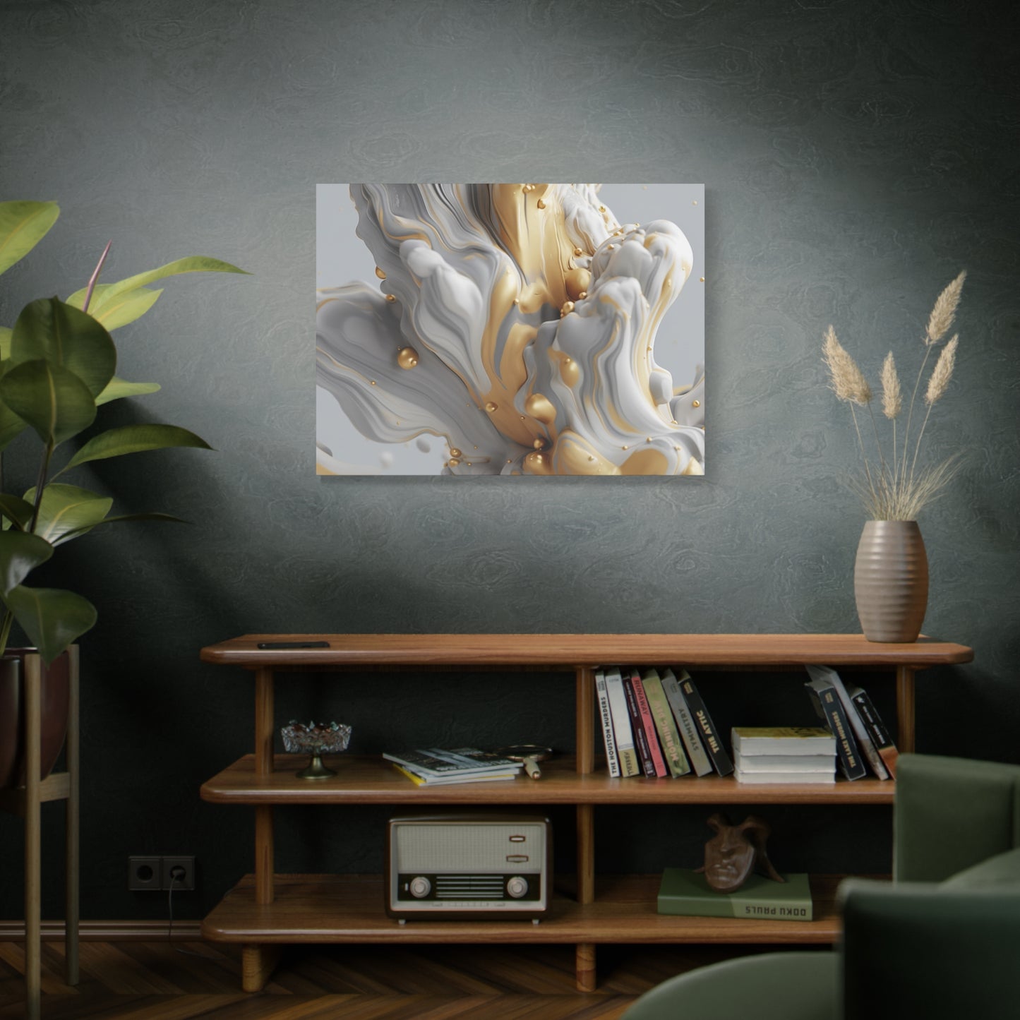 Gold, White, and Gray Liquid Fluid Modern Wall Art - part 2