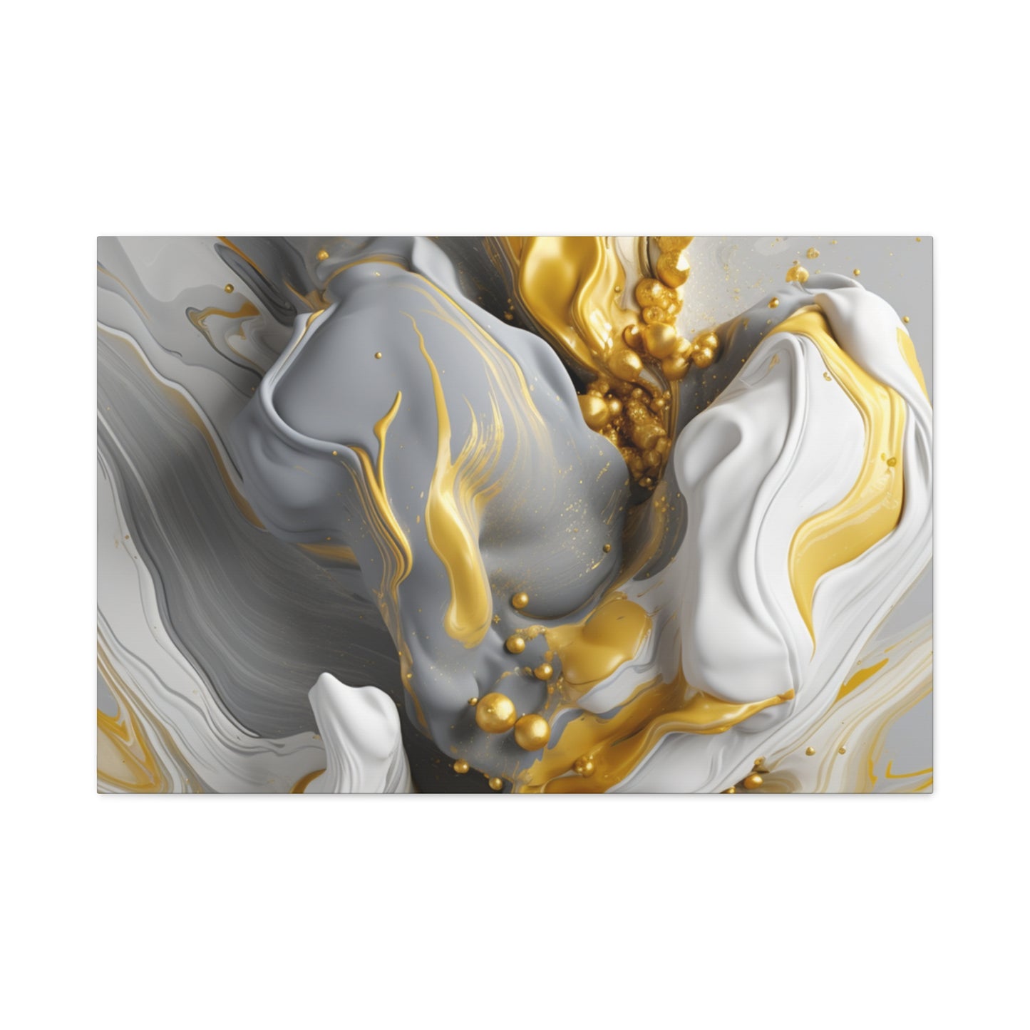 Gold, White, and Gray Liquid Fluid Modern Wall Art- part 2