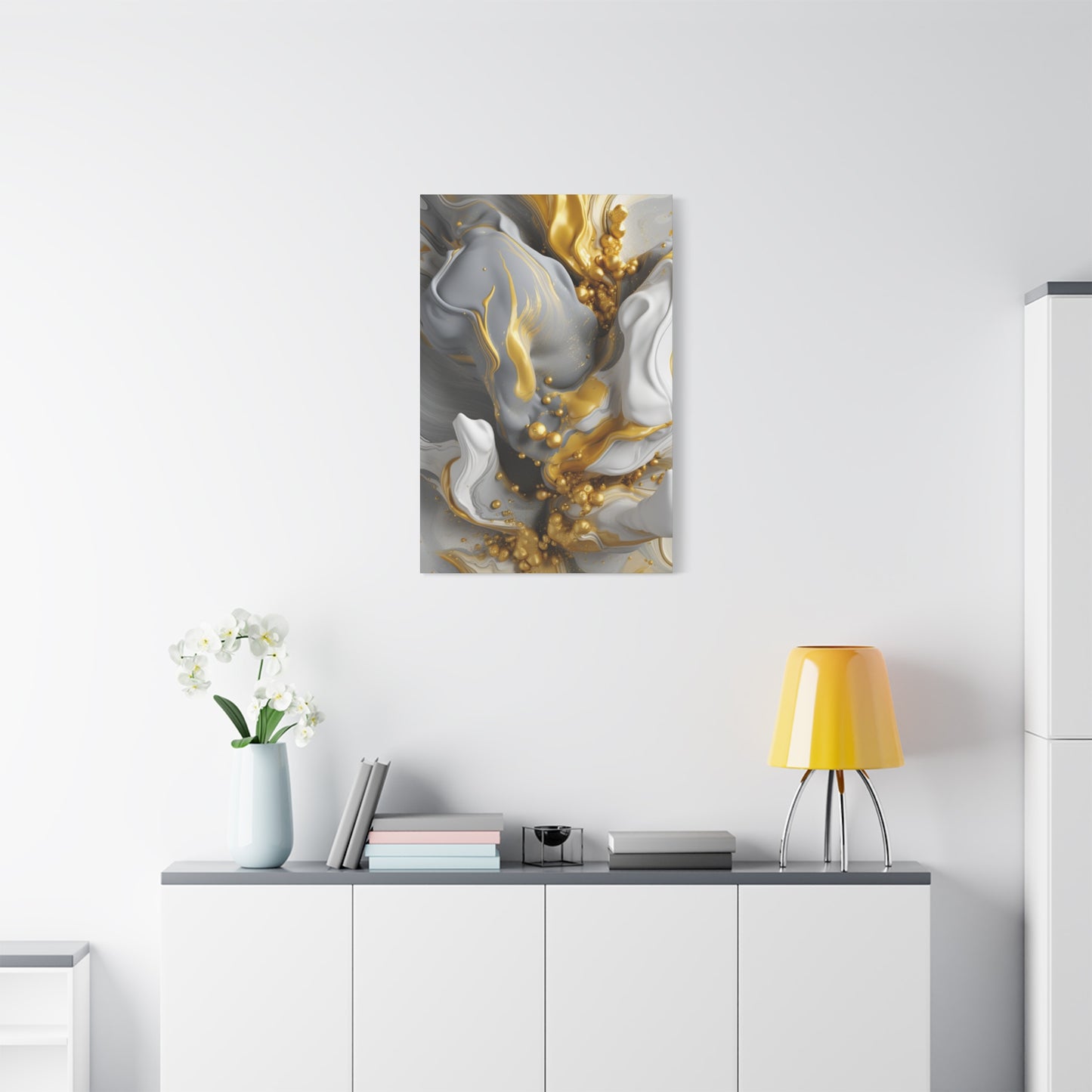 Gold, White, and Gray Liquid Fluid Modern Wall Art- part 2