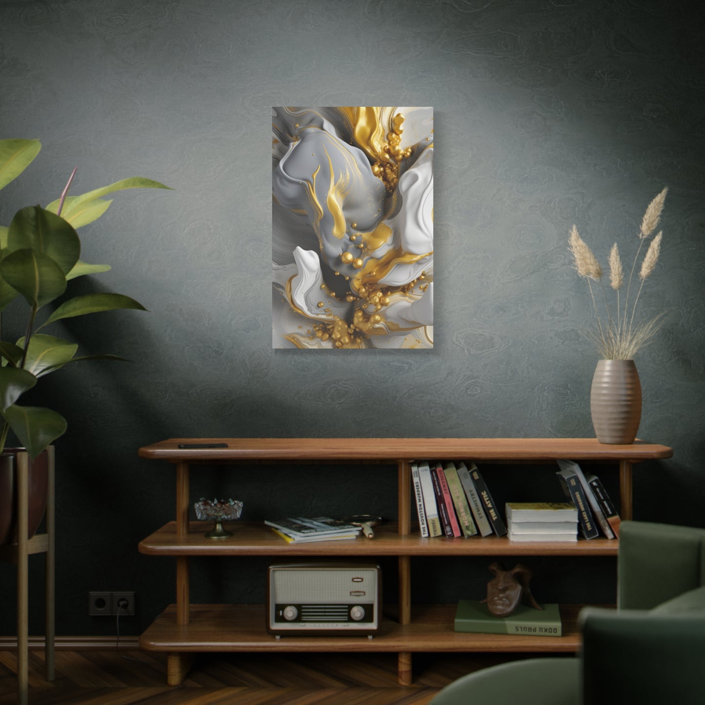 Gold, White, and Gray Liquid Fluid Modern Wall Art- part 2
