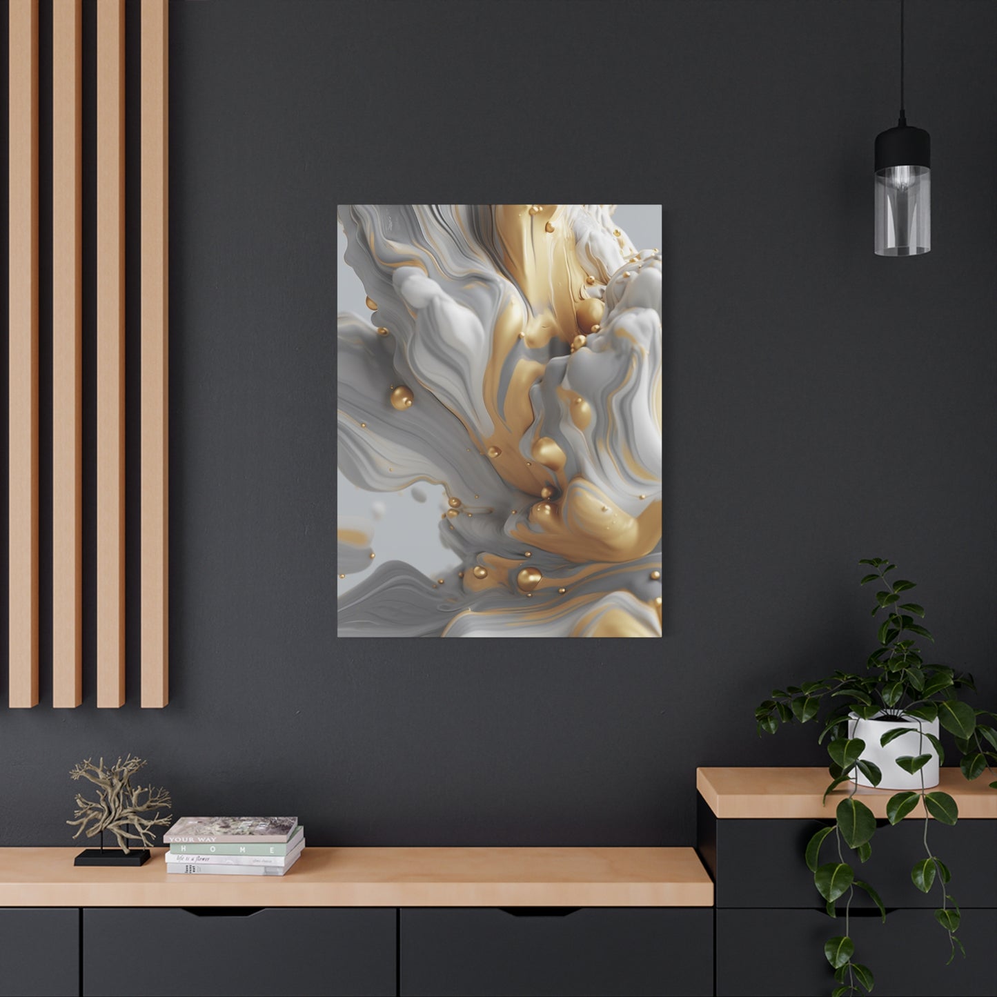 Gold, White, and Gray Liquid Fluid Modern Wall Art - part 2